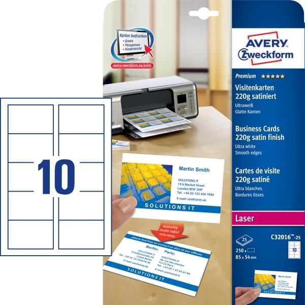 Avery Premium Visitenkarten (220 g/m², 500 x, 8.5 x 5.4 cm)