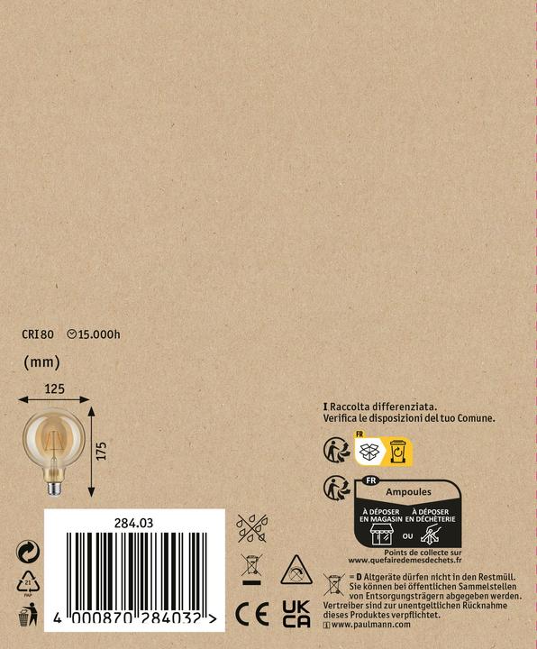 Produktbild Paulmann 1879 Filament Globe (E27, 6.50 W, 420 lm, 1 x)