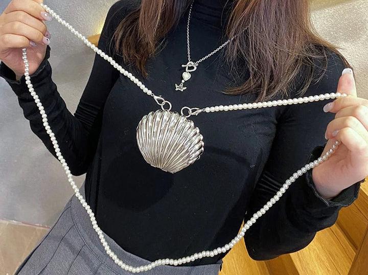 Immagine prodotto Only-Bags.Store Designer Metal Shell Luxury Mini Lipstick Bag Pearl Chain Crossbody Bags Borsa a tracolla