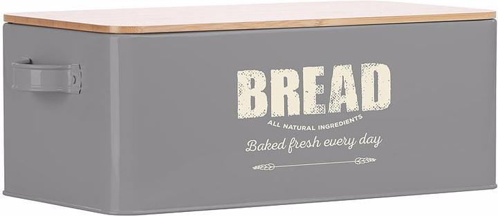 Produktbild Rosenstein & Söhne Retro-Brotkasten aus Stahlblech mit Bambus-Schneidebrett-Deckel