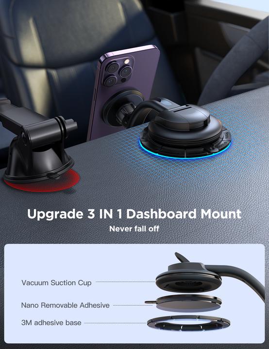 Immagine prodotto Joyroom Porta cellulare magnetico per auto per cabina di pilotaggio, cruscotto nero (JR-ZS366)