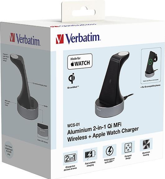 Produktbild Verbatim 2 in 1 Qi Wireless+Apple Watch Charger (20 W)
