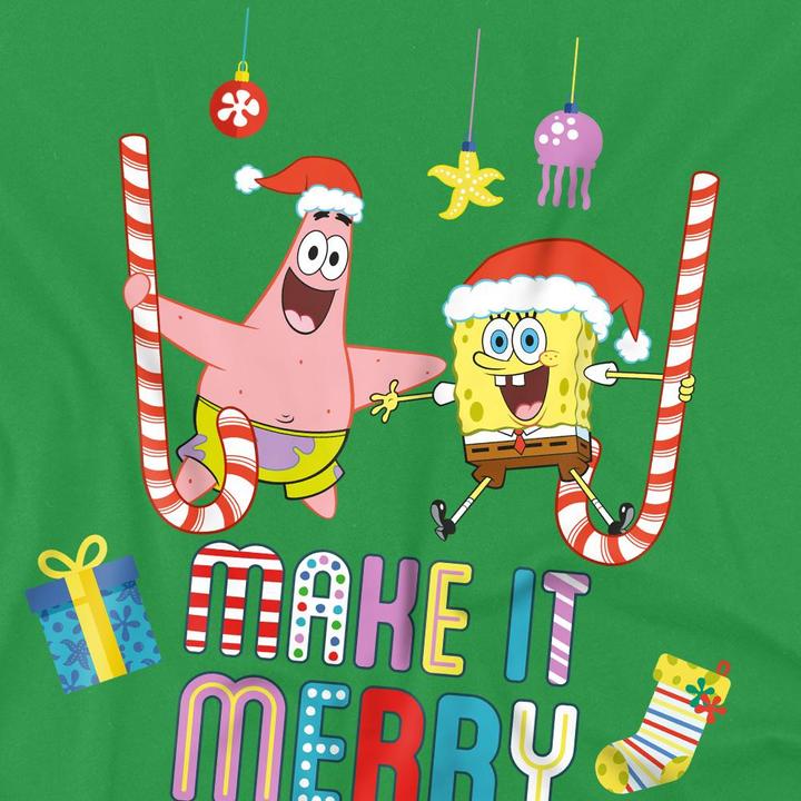 Immagine prodotto Spongebob Squarepants Make It Merry Maglietta Natale Patrick Star (Patrick Stella) Uomo (S)