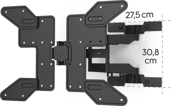 Image du produit Hama Support TV mural, OLED, plat, pivotant, extensible, 229cm (90") à 50kg (Mur, 90", 50 kg)