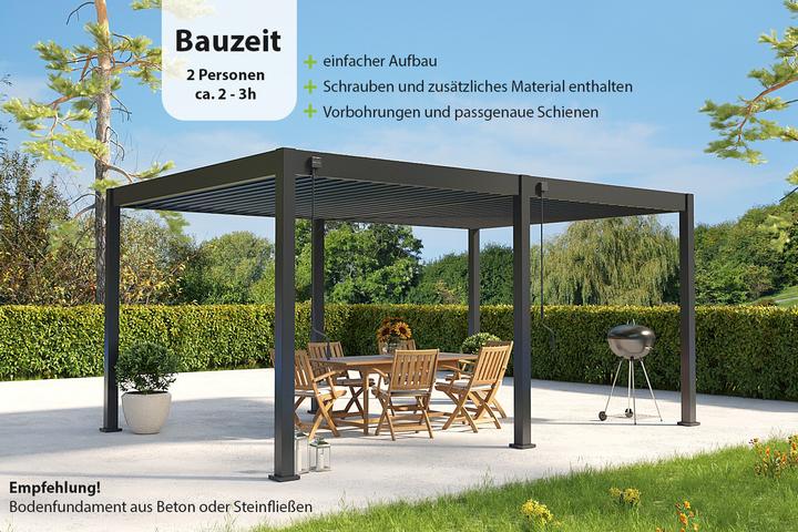 Produktbild Weide Deluxe | Voll-Alu-Pavillon | 3,6 x 5,3 M | Lamellendach anthrazit | Pergola freistehend (534.40 cm, 361.80 cm)