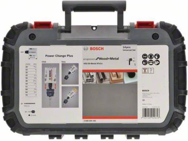 Produktbild Bosch Professional Zubehör 14-teiliges Universal-Set, 1 Lochsäge Progressor for Wood&Metal (22 mm, 25 mm, 32 mm, 35 mm, 40 mm, 44 mm, 76 mm, 60 mm, 51 mm, 64 mm, 20 mm)