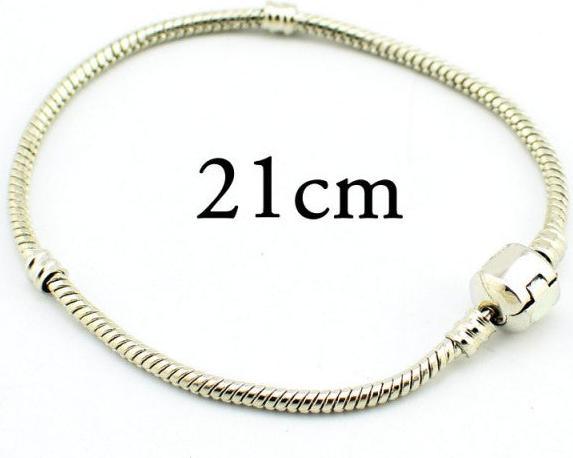 Hermex Armband versilbert für Beads / Charms - 21cm Silbrig (21 cm, Metallegierung)