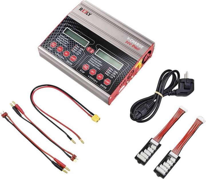 Actual product image Reely V-Charge 200 Duo model making multifunction charger 12 V, 230 V 10 A NiMH