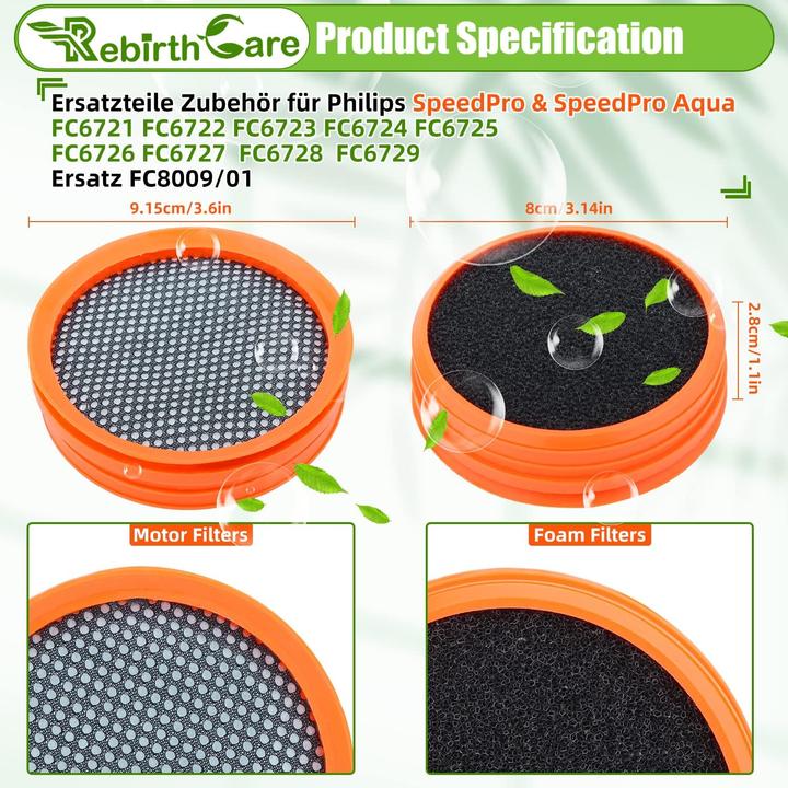 Produktbild Plutoos 2 Stück FC8009/01 Filter für Philips Akkusauger SpeedPro & SpeedPro Aqua Ersatzteile Ersatzfilter St