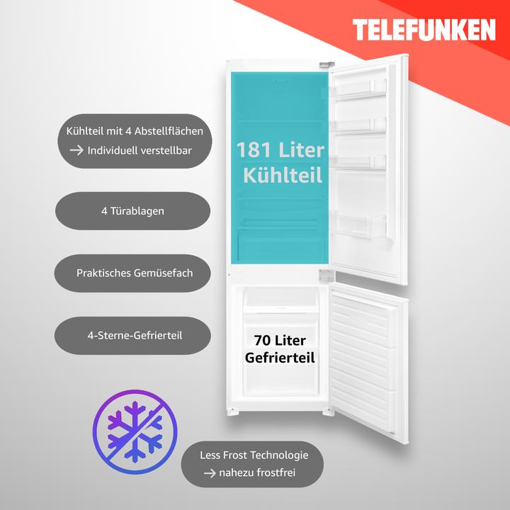 Actual product image Telefunken Built-in fridge-freezer | Built-in fridge with freezer compartment | 178cm niche | 251 L (251 l)
