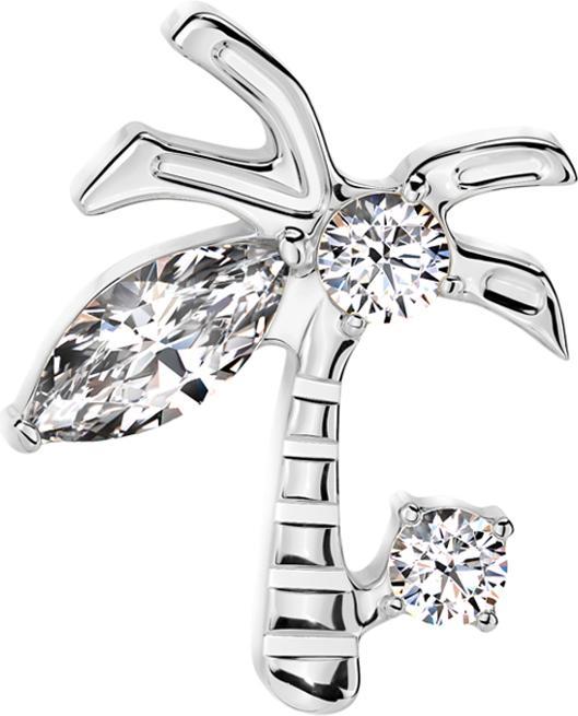 Star Piercing Threadless silber Palme Kristalle silber (ohne Messing, Titan G23)