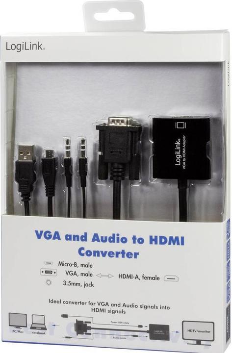 Immagine prodotto LogiLink CV0060 - Convertitore VGA con audio e HDMI (HDMI, 20 cm)