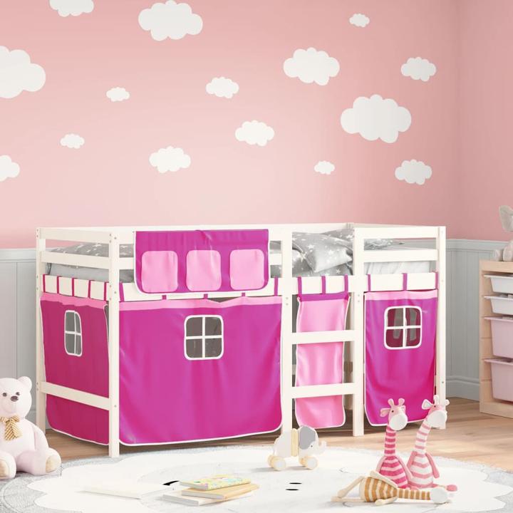 Image du produit VidaXL Lit superposé pour enfant avec rideaux Rose (90 x 190 cm)