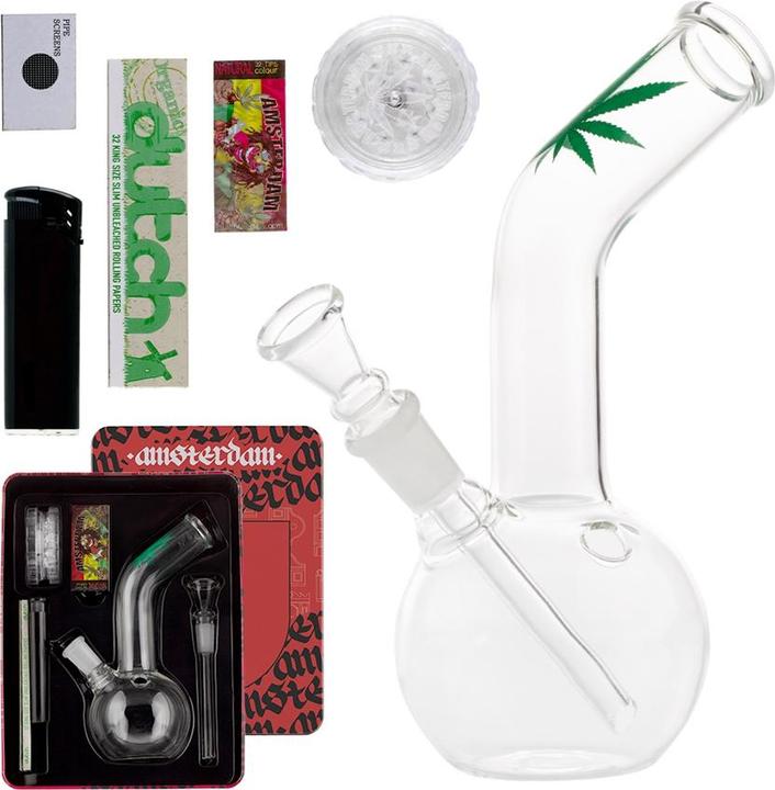 G-Rollz Set regalo Leaf Bong con 1 x Bong - 1 x Grinder - 1 x accendino - 5 x paravento