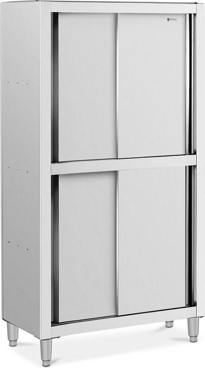 Produktbild Royal Catering Geschirrschrank Edelstahl Hochschrank Vorratsschrank Schiebetüren Breite 100 cm