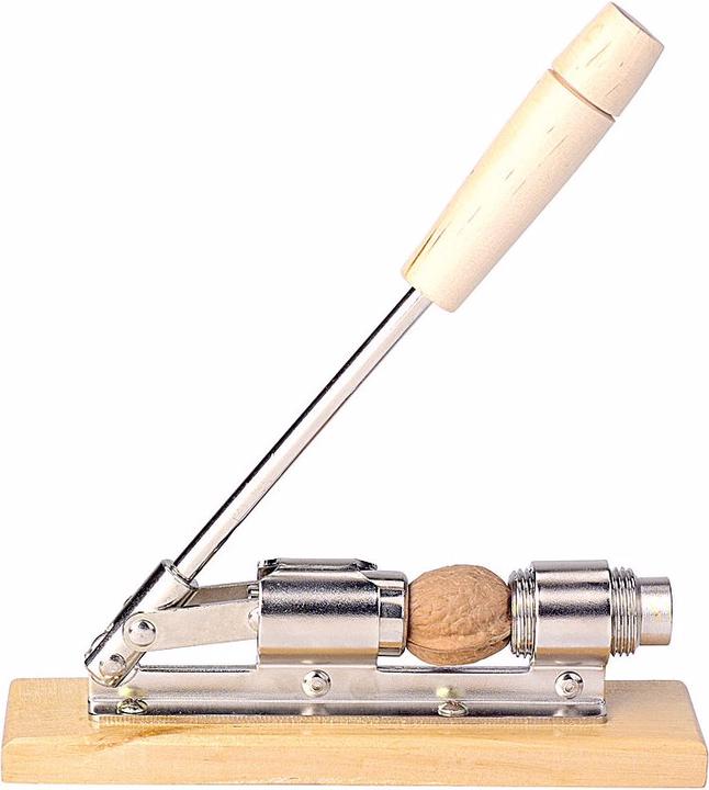 Rosenstein & Söhne Retro Design-Nussknacker aus Holz und verchromtem Stahl