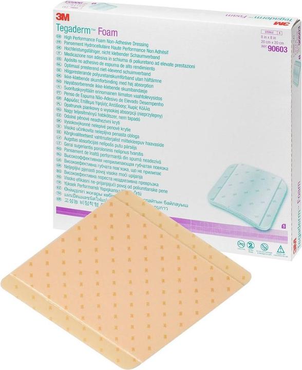 Actual product image 3M Tegaderm High Performance Foam Schaumkompresse 20x20cm non adhäsiv 5 Stk