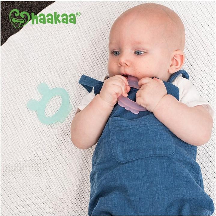 Actual product image Haakaa Teething Ring Rabbit Ear - Blue