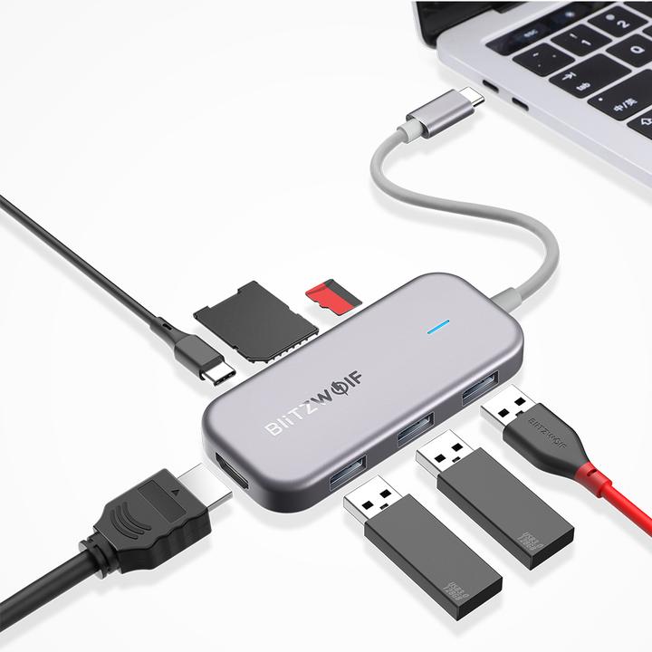 Productafbeelding BlitzWolf BW-TH5 Interface Hub USB 3.2 Gen 1 (3.1 Gen 1) Type-C (USB-C, 5 Havens)