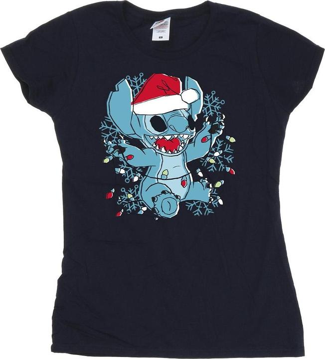 Disney Lilo And Stitch Christmas Lights Sketch TShirt (L)