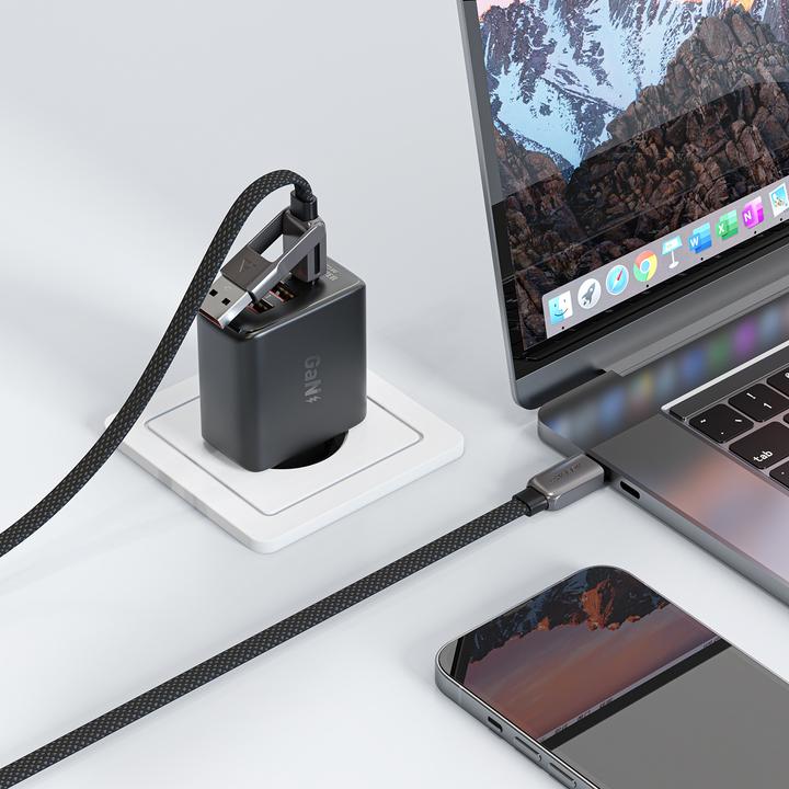 Actual product image Acefast C13-04 USB-C - USB-A / USB-C Cable 480Mb/s 3A 1.2m - Black (1.20 m, USB 3.2 Gen 1)