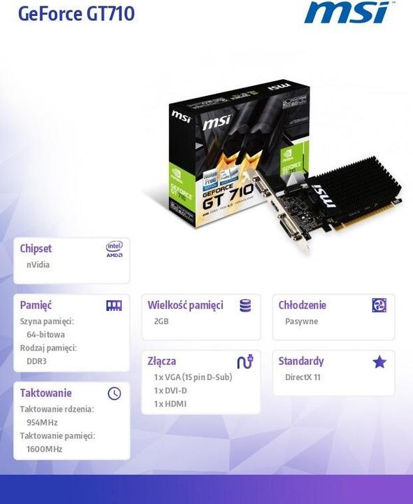 Produktbild MSI GeForce GT 710 2GD3H LP (2 GB)
