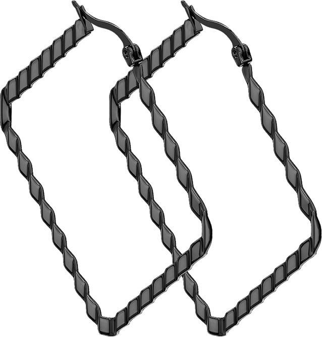 Star Piercing Ohrring schwarz Wellenmuster viereckig (ohne Messing, Chirurgenstahl 316L)
