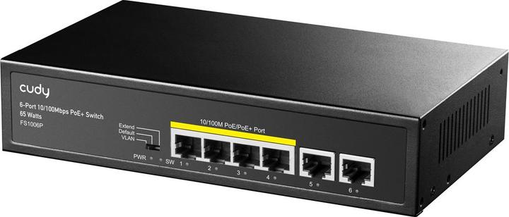 Produktbild Cudy FS1006P network switch Fast Ethernet (10/100) Power over Ethernet (PoE) Black (6 Ports)