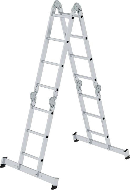 Produktbild Munk Vielzweckleiter 4-teilig mit nivello-Traverse und Holzbelag 2x3 + 2x4 Sprossen (Mehrzweckleiter, 420 cm)