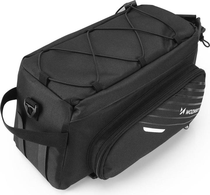 Actual product image Wozinsky bike carrier bag with 9l shoulder strap (rain cover included) black (WBB22BK) (9 l, Luggage carrier bag)