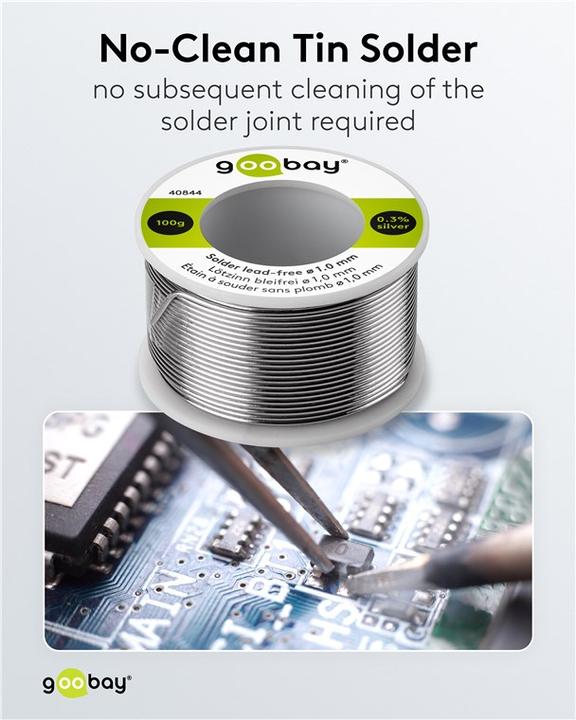 Image du produit Goobay Étain de soudure professionnel sans plomb, ø 1,0 mm, 100 g (Souder)