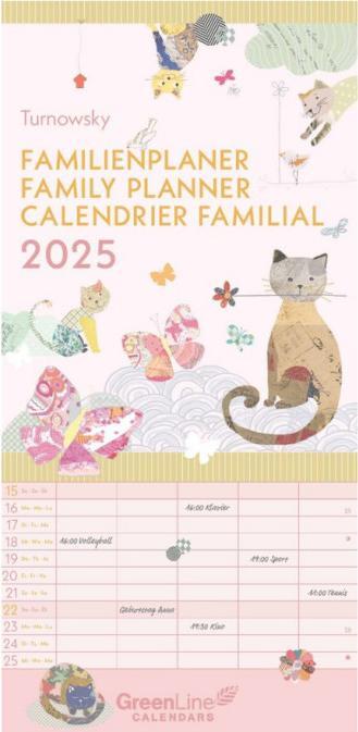 Actual product image Greenline Turnowsky 2025 family planner, 22x45cm, family calendar with efficient (22 x 45 cm, Hardcover, German)