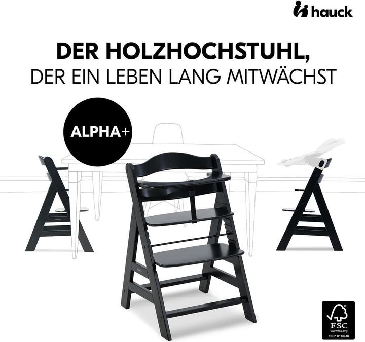 Produktbild Hauck Hochstühle Alpha Plus Black 4-tlg. Newborn Set - Hochstuhl (Hochstuhl)