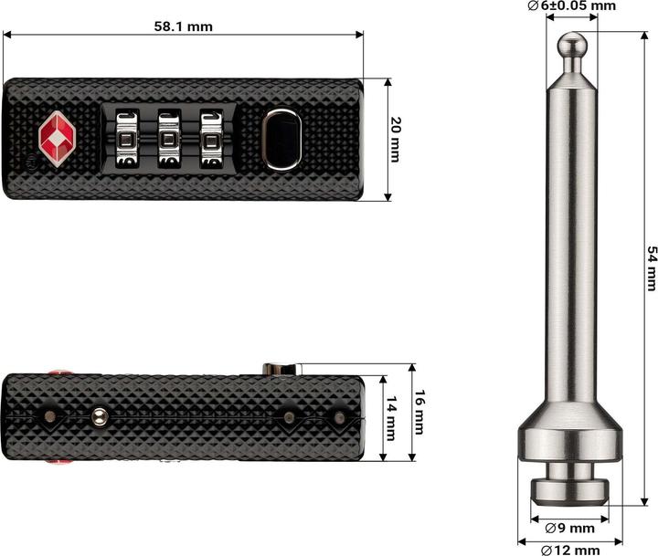 Actual product image Wiltec 4er Set Waffenkoffer TSA Zahlenschloss Kofferschloss Gewehrkoffer Schloss