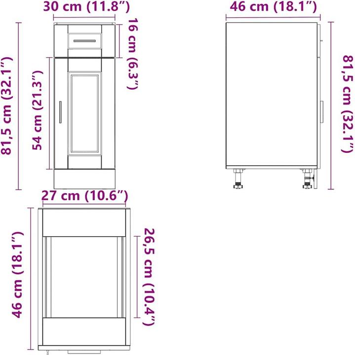 Produktbild VidaXL Lyman (30 x 46 x 81.5 cm)