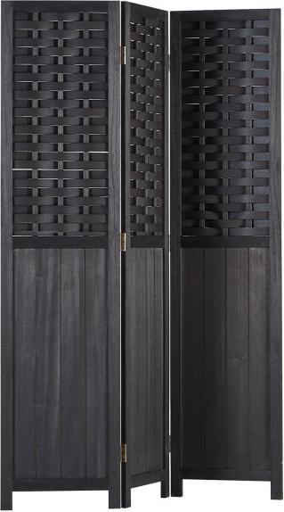Produktbild Homestyle4u Paravent Raumteiler 3 teilig Holz Trennwand Rattan Optik Sichtschutz Schwarz