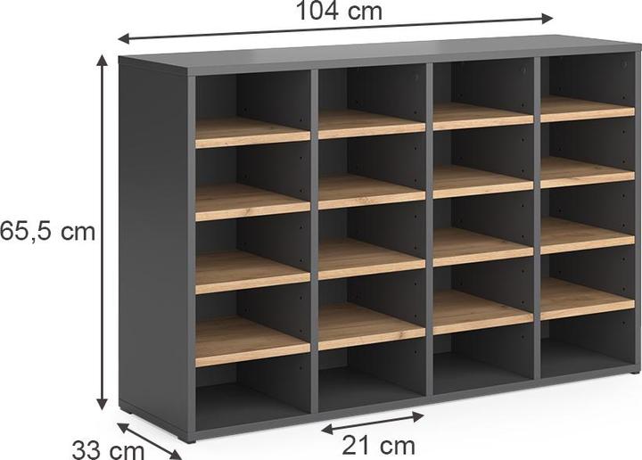 Produktbild Vicco Schuhschrank Lysander, Goldkraft Eiche/Anthrazit, 104 x 65.5 cm (104 x 32 x 122 cm)