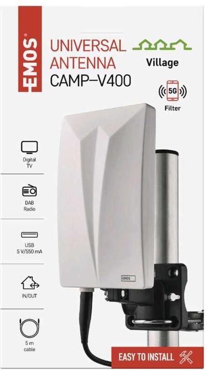 Actual product image Emos Universal Antenna VILLAGE CAMP-V400, DVB (DVB-T2, DVB-T, DAB+)