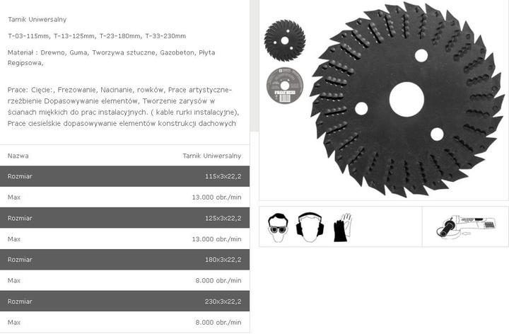 Actual product image Tarpol TARNIK UNIWERSALNY FI = 230mm x 3 x 22.2mm T-33