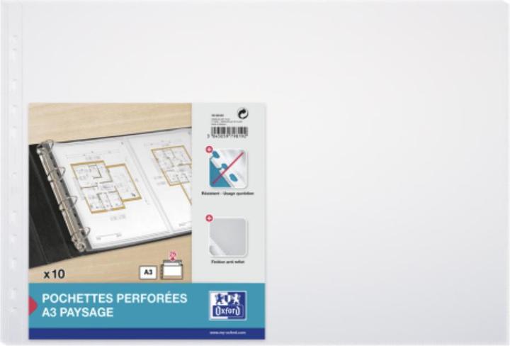 Actual product image Elba Leaflet cover, DIN A3 landscape, PP, 0.09 mm, anti-glare grained, open top, Euro perforation (10 x)