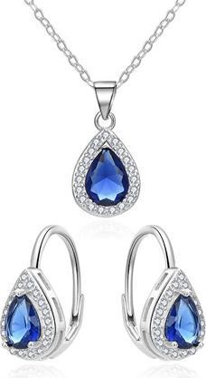 Beneto Charming silver jewellery set with AGSET361R zirconia (pendant. chain. earrings)