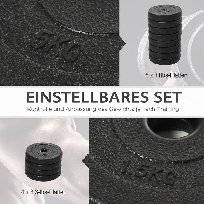Produktbild Swisshandel24 Hantelset 2er Kurzhanteln, 50 kg Kurzhantel Set mit 2 Kurzhantelstangen, 12 Gewichten & 4 Sternversc