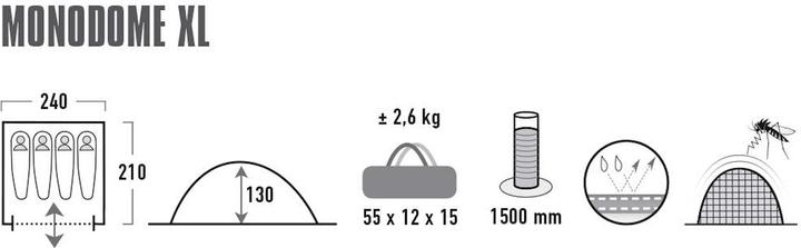 Produktbild High Peak Monodome XL (Kuppelzelt, 2.60 kg, 4 Personen)