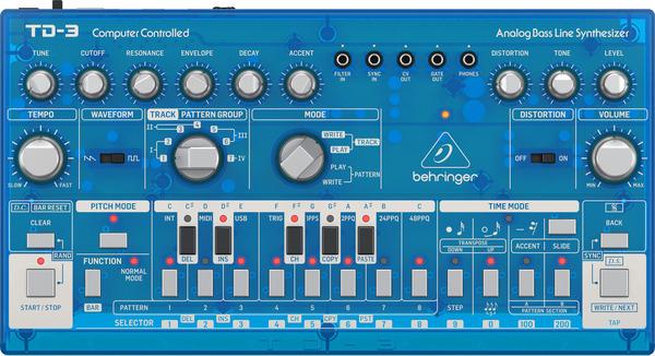 Actual product image Behringer TD-3-BB Syntezator linii basowej niebieski przeźroczysty