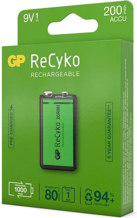 Actual product image GP Batteries ReCyko (1 pcs., 9V Block, 200 mAh)