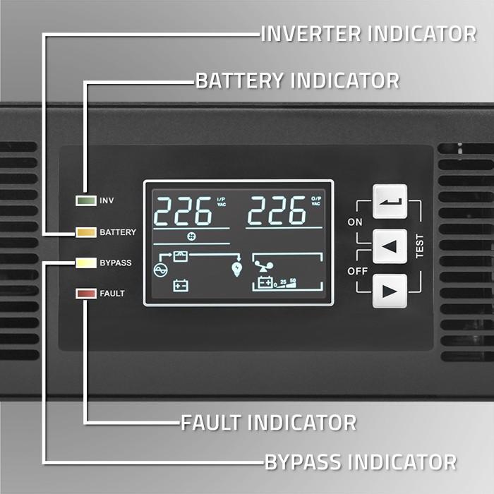 Actual product image Qoltec ZASILACZ AWARYJNY UPS DO RACK | 2.4KVA | 2400W | POWER FACTOR 1.0 | LCD | EPO | USB | ON-LINE (2400 VA, 2000 W, Online double converter UPS)