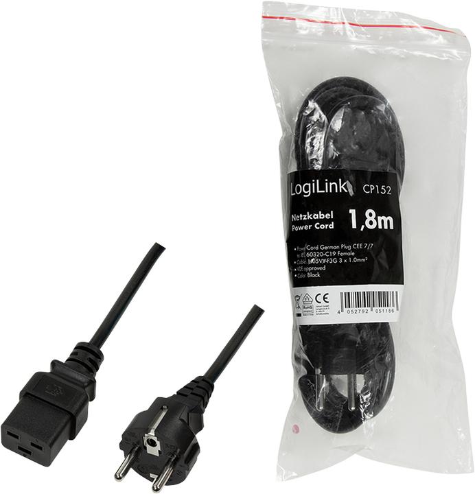 Image du produit LogiLink Cordon d'alimentation CEE 7/7-IEC C19 noir 1.80m (1.80 m)