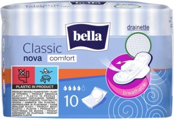 Bella Klassische Nova Comfort Damenbinden mit Flügeln, 10 Stück (10 x, Damenbinden)
