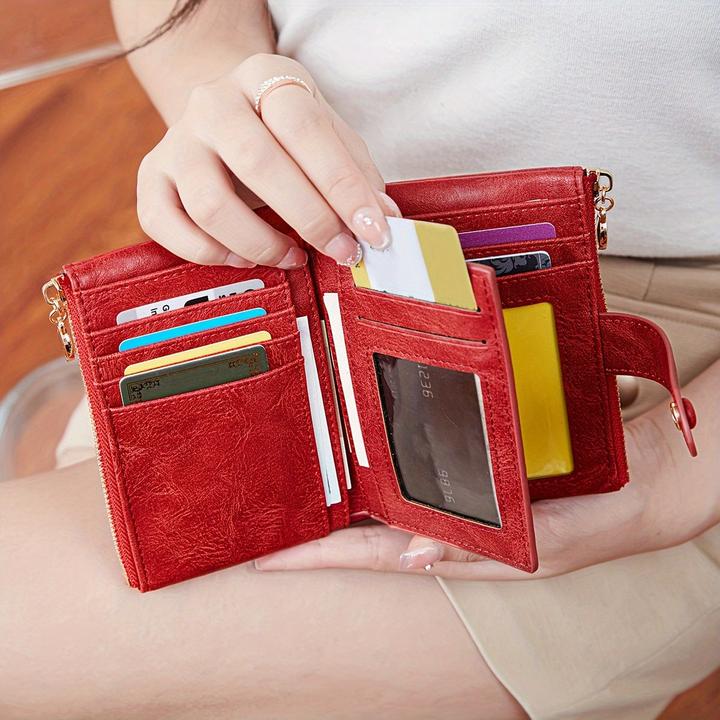 Actual product image Only-Bags.Store Retro-Brieftasche mit Knopfverschluss, mehreren Kartenfächern, RFID-Blockierung, dreifach