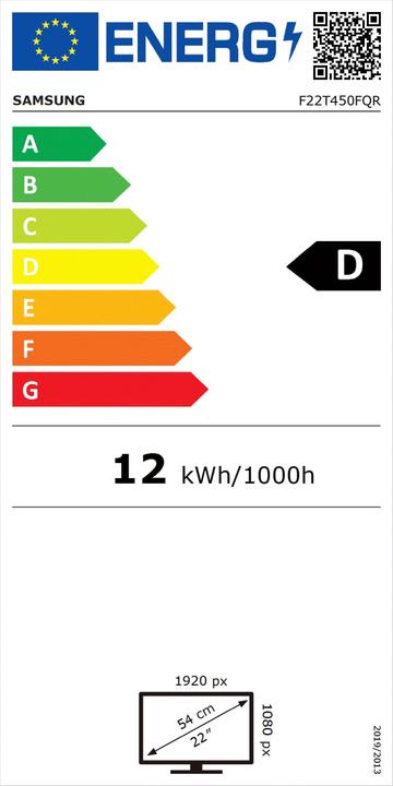 Label énergétique Samsung LF22T450FQRXEN (1920 x 1080 pixels, 22")